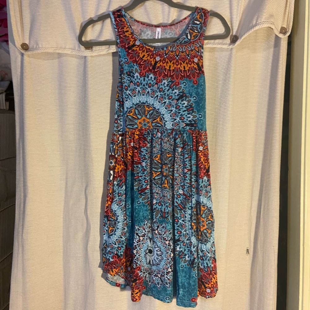 LONGYUAN Floral Tank Dress W/Pockets